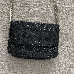 Black sequin evening bag